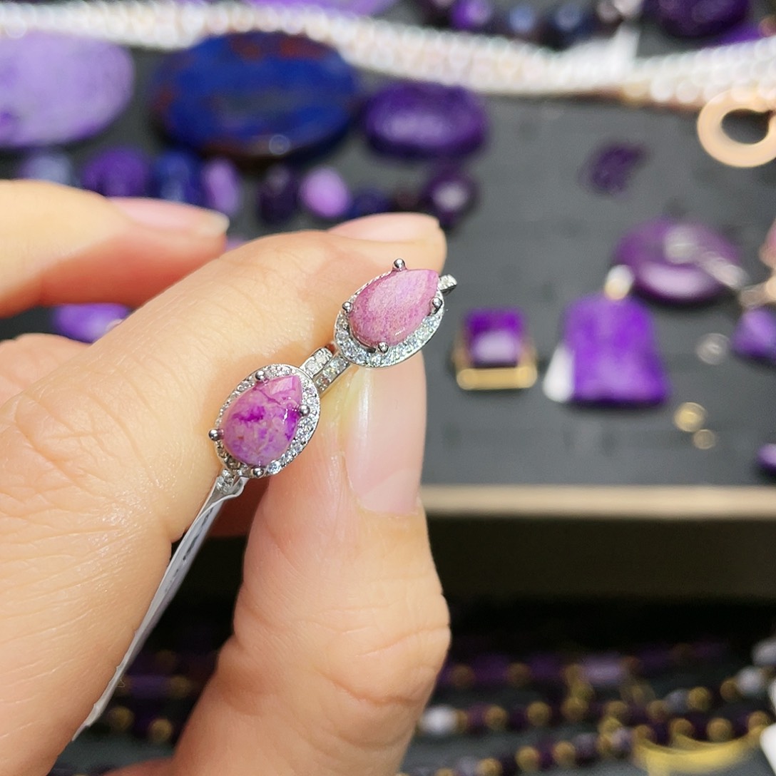 苏纪石（舒俱来）耳扣银S925镶嵌