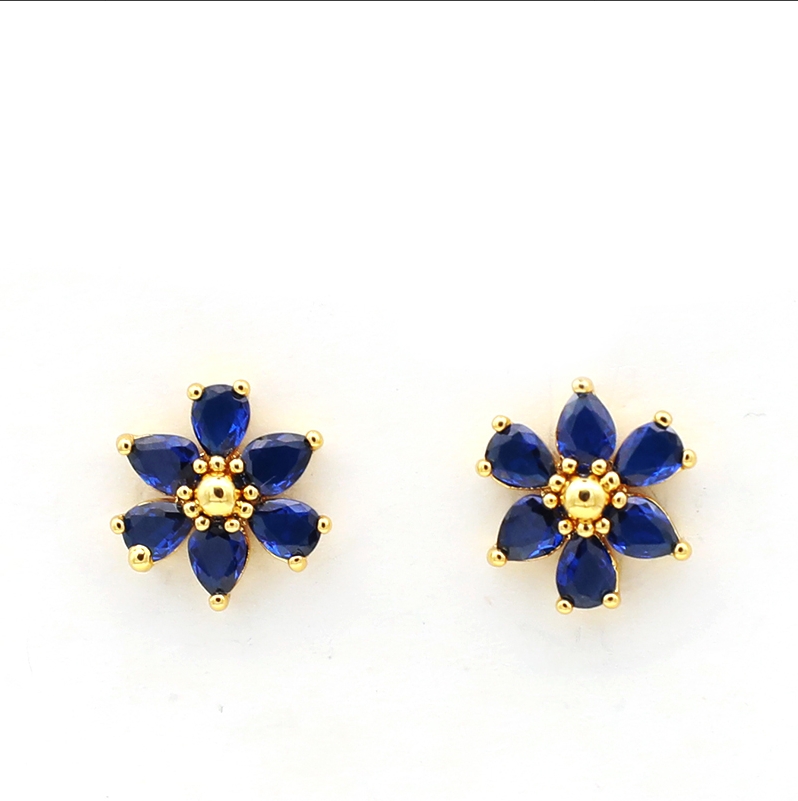 铜合金耳饰 设计师款时尚复古轻奢耳饰~3012耳钉百搭饰品气质蓝色