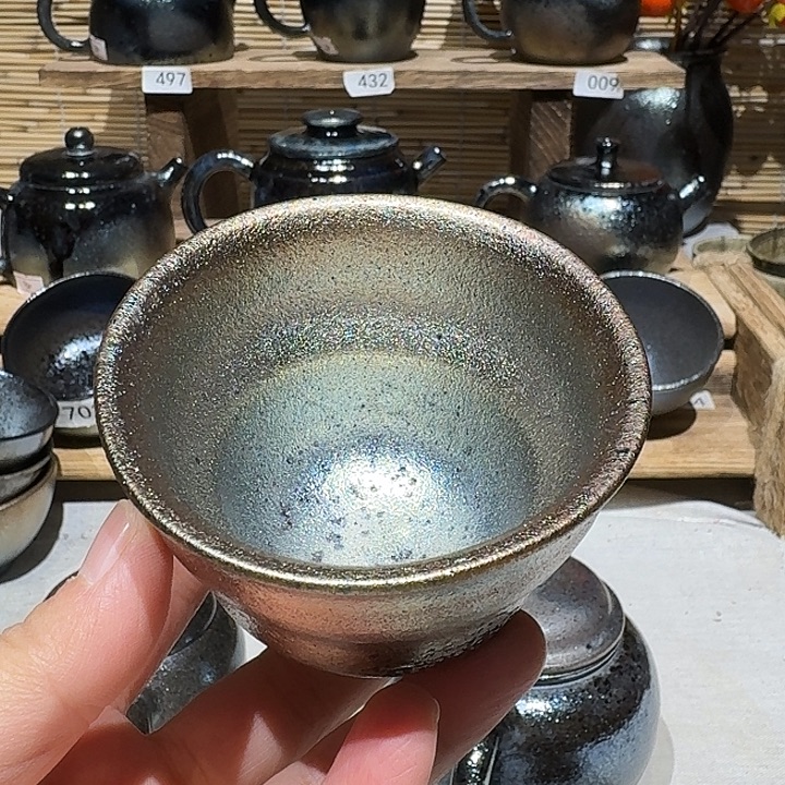 壶建水紫陶紫泥柴烧杯一瑕