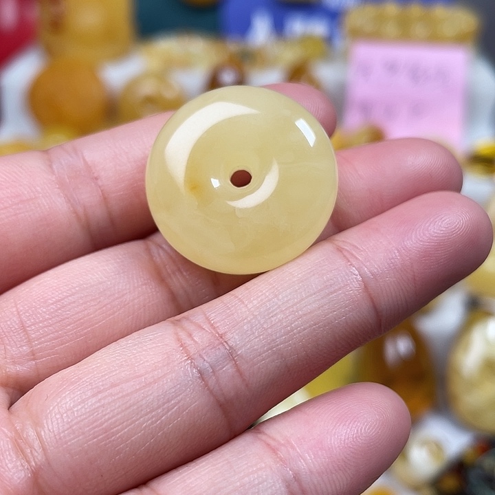 裸石蜜蜡未镶嵌白花蜡平安扣