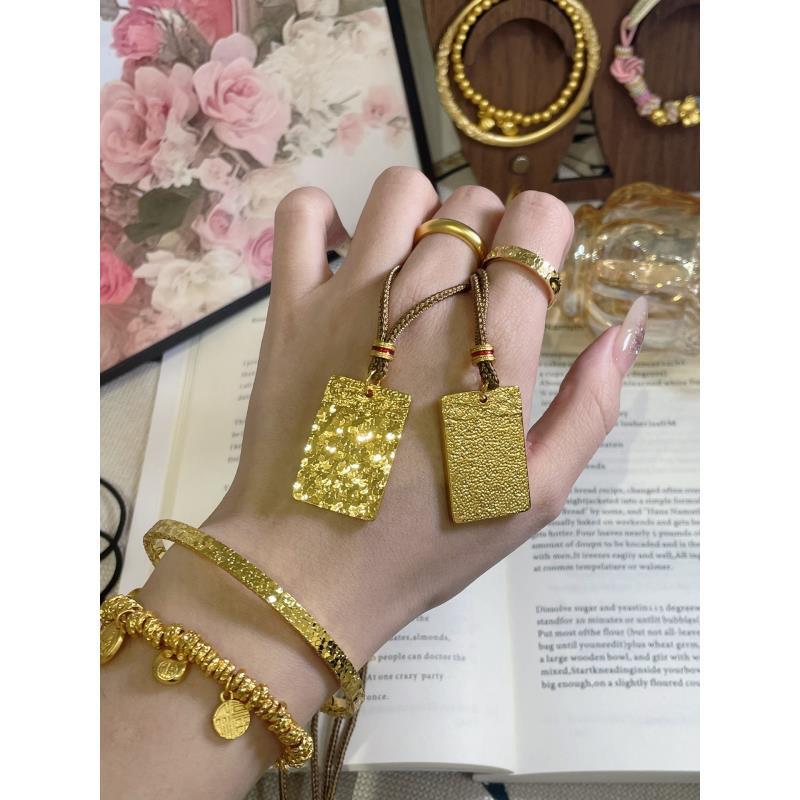 铜合金棉绳项链 DU.饰 碎冰冰无事牌爆闪实心百搭男女同款PZ004