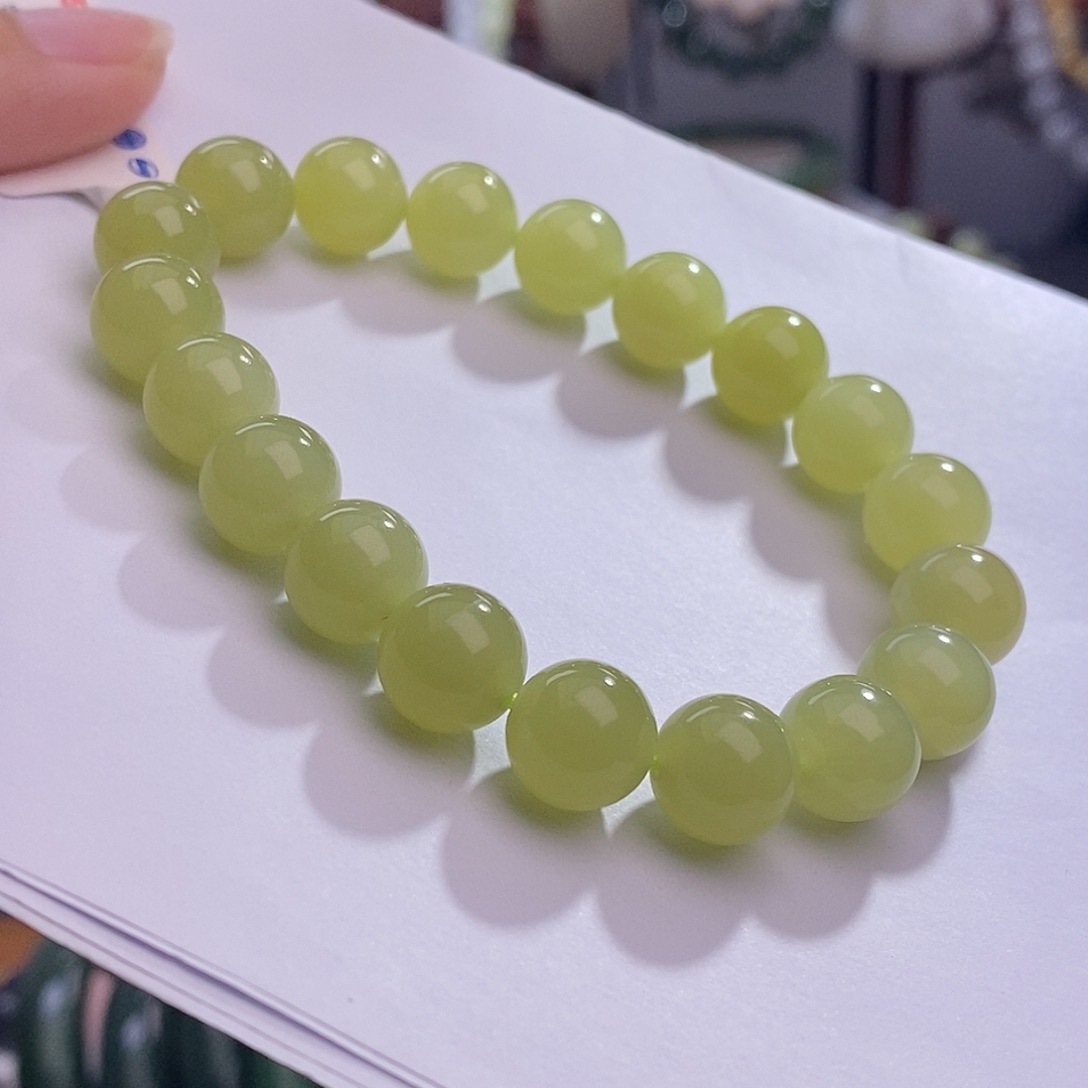 和田玉若羌黄口手串10M m未镶嵌