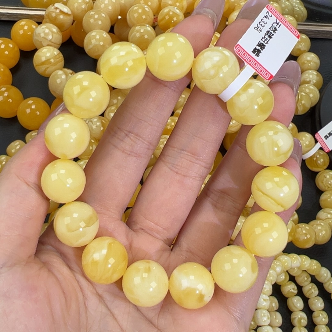 琥珀未镶嵌手链24.3白蜡妖花