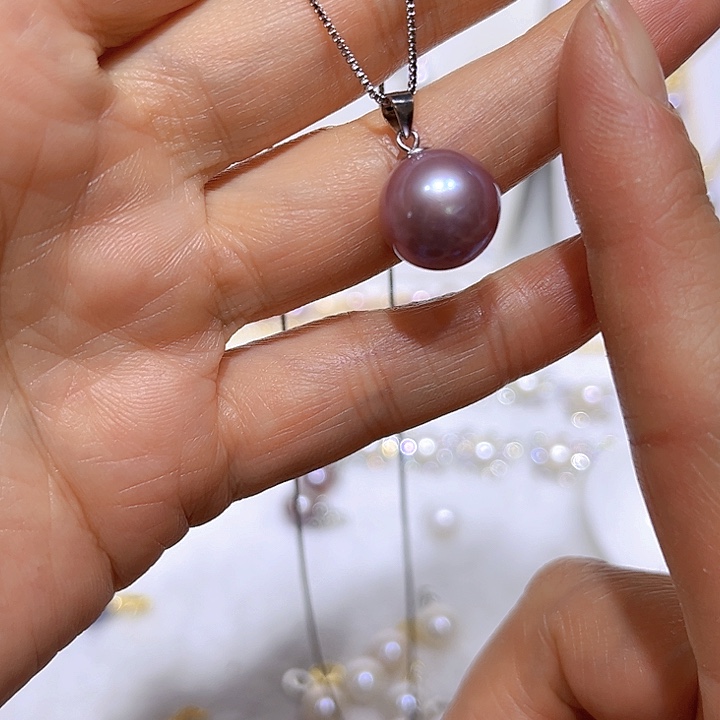 淡水珍珠紫珠银色瓜子扣合金