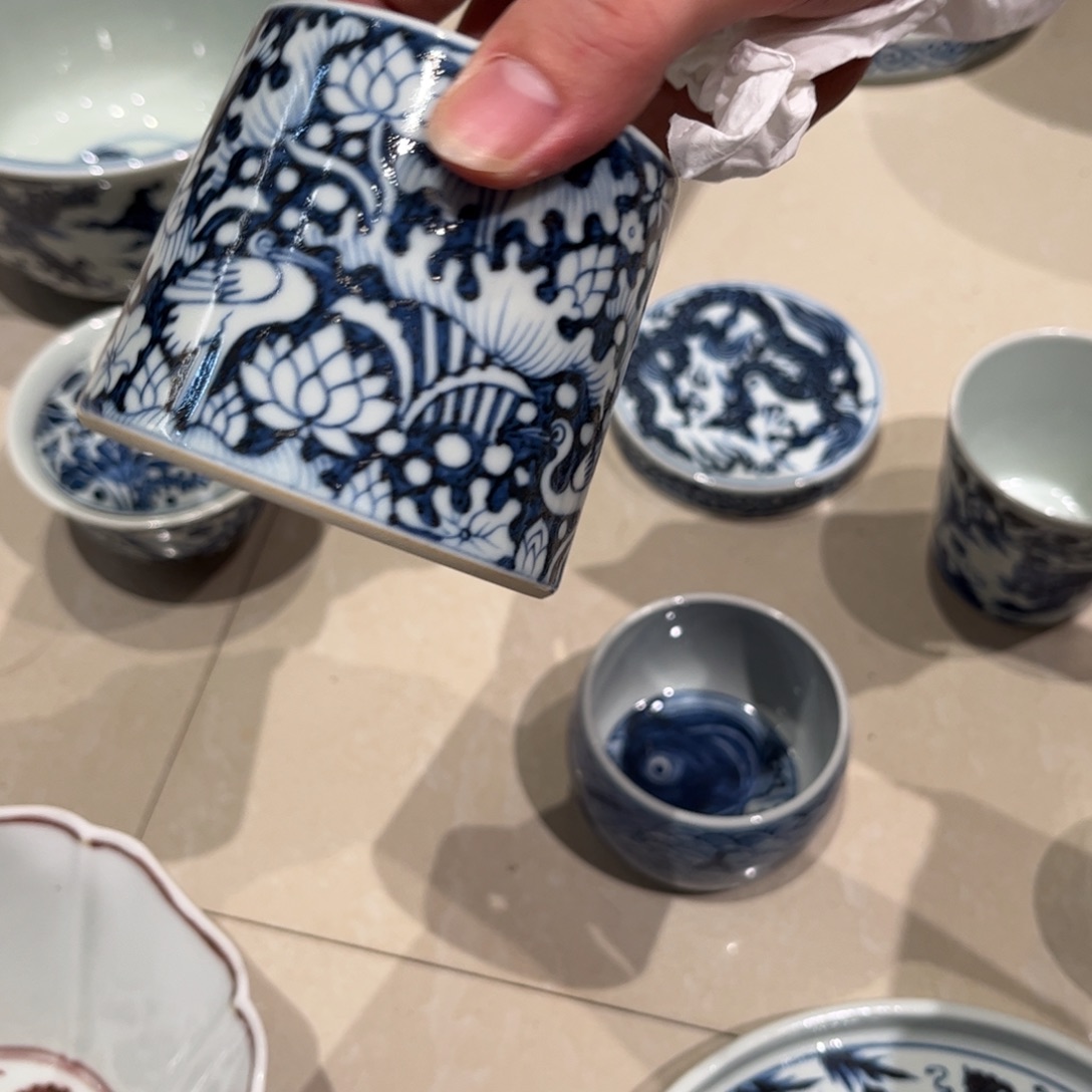 瓷片微瑕一路杯子手绘