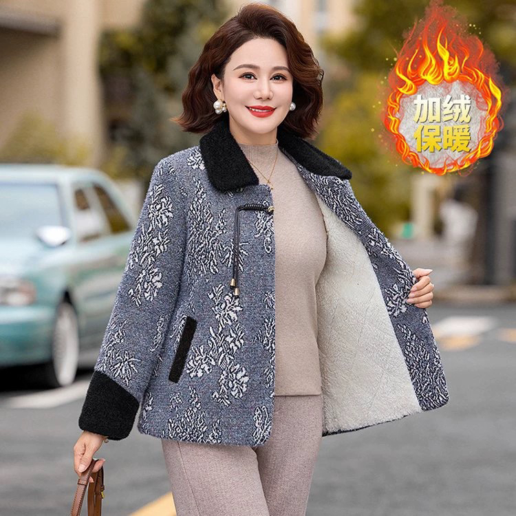 新中式妈妈冬装水貂绒棉服外套洋气中老年女装气质时尚妈妈装