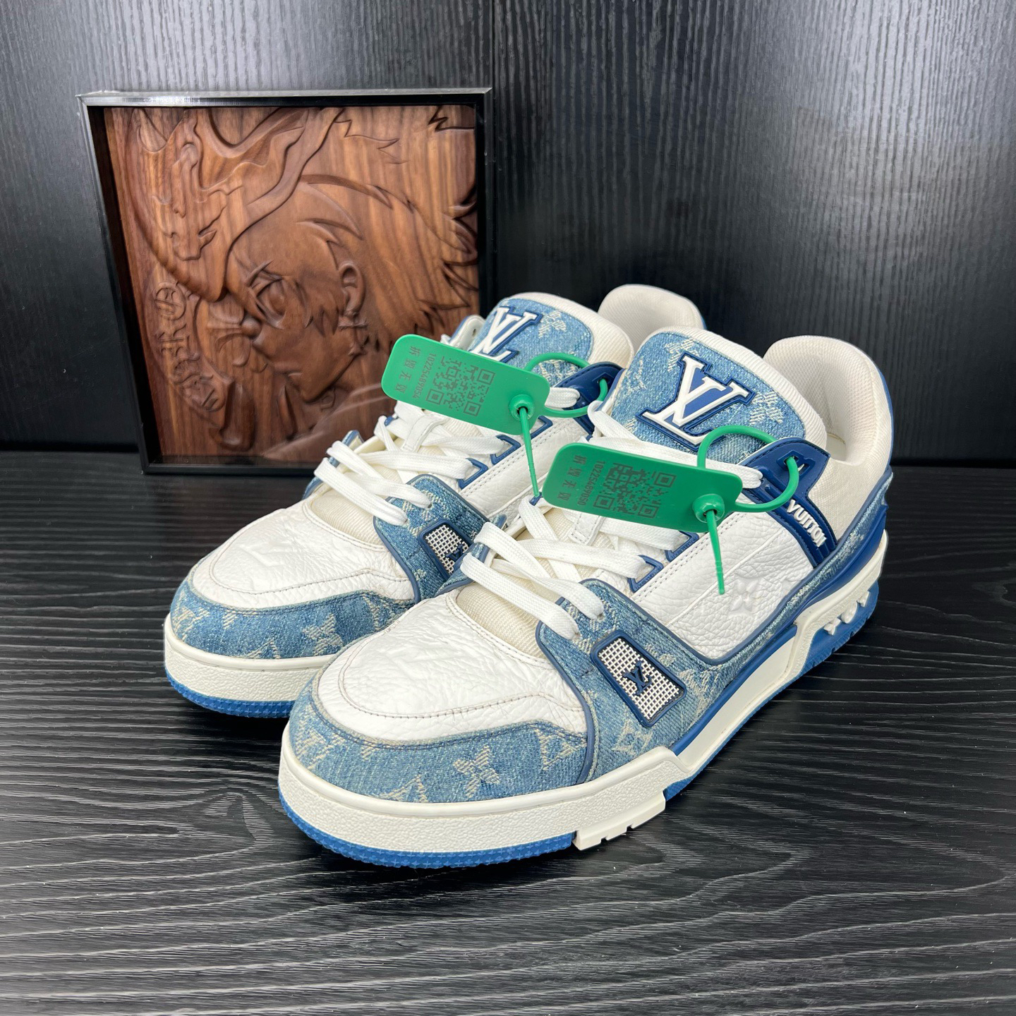 95新 LouisVuitton/路易威登 43.5码白蓝牛仔二手男鞋CH23625