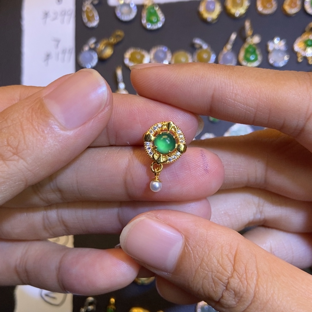 翡翠银S925镶嵌吊坠(不含链)