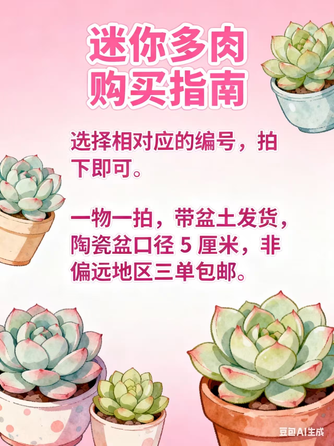 备用B【周瑜多肉直播链接】带盆土精控小多肉迷你好养盆栽植物