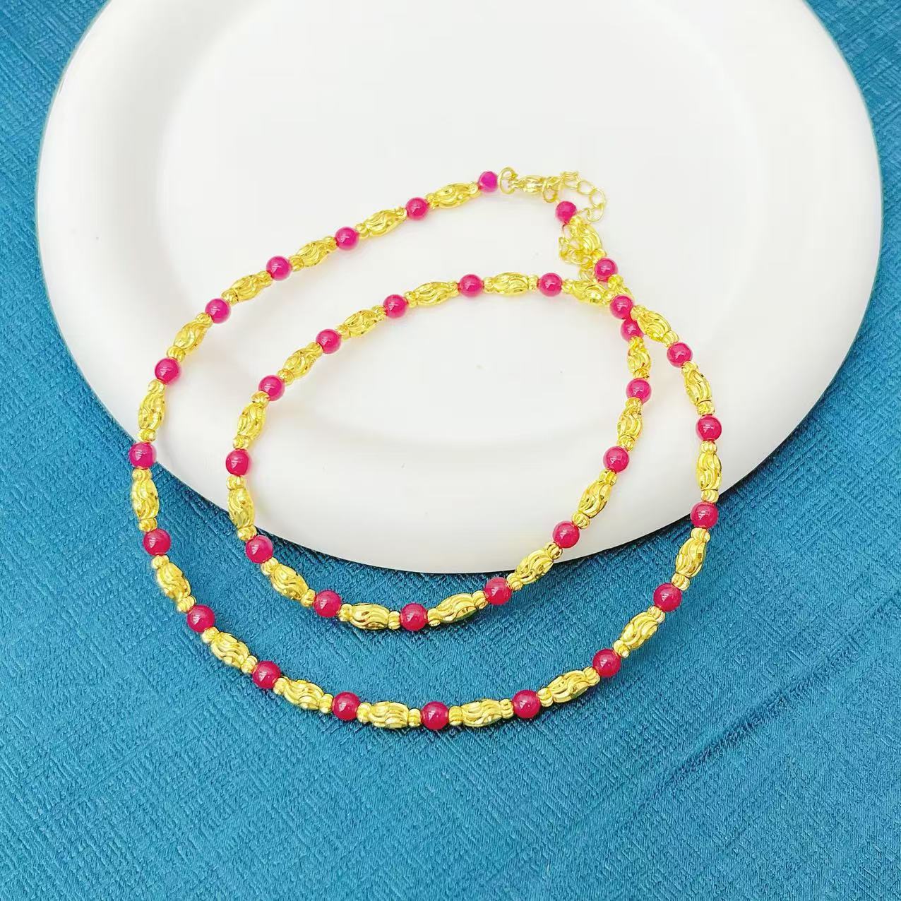 【安欣专属】高端传承名贵宝石卡4MM鸽血红红宝石豪华转运珠链Y22