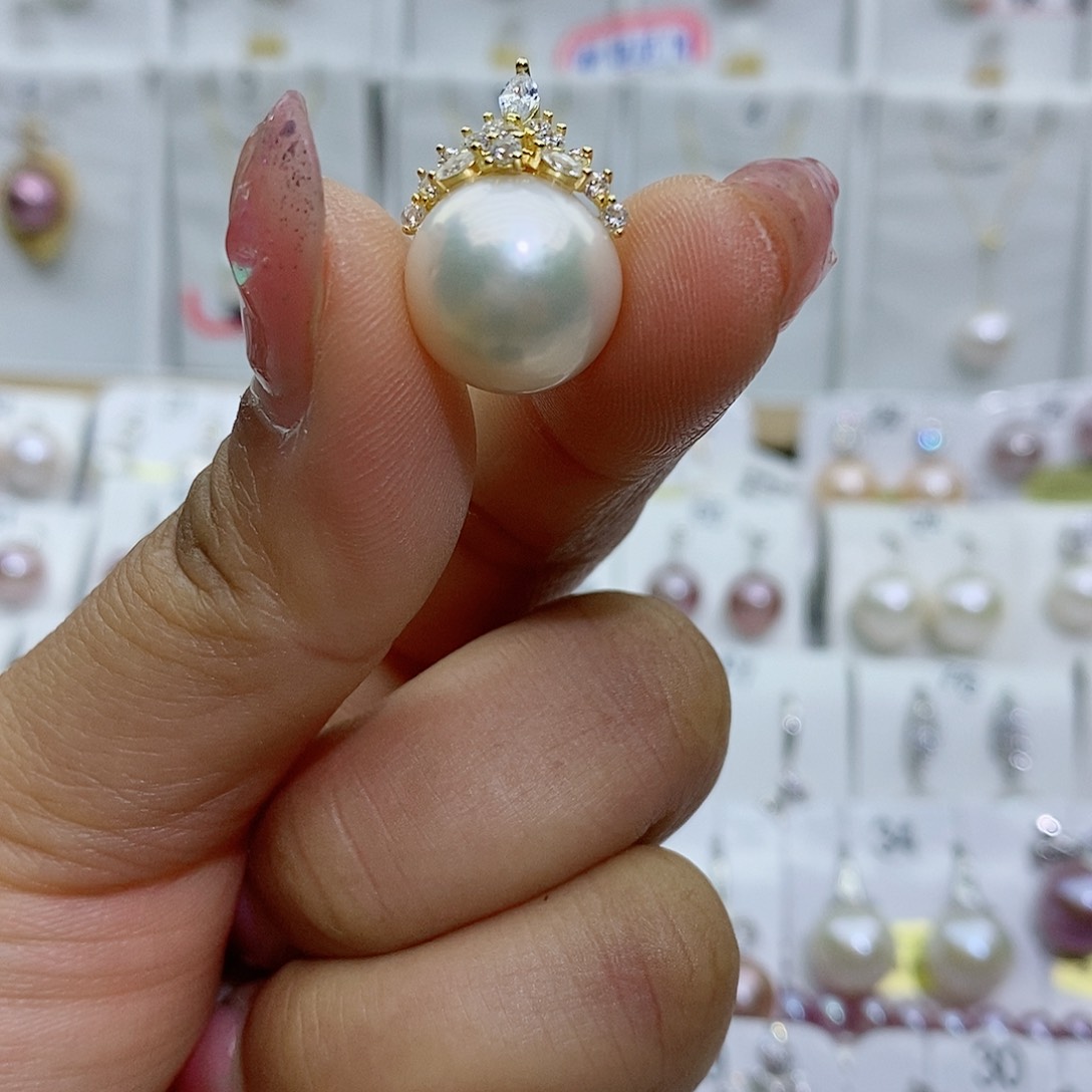 银S925镶嵌淡水珍珠耳饰