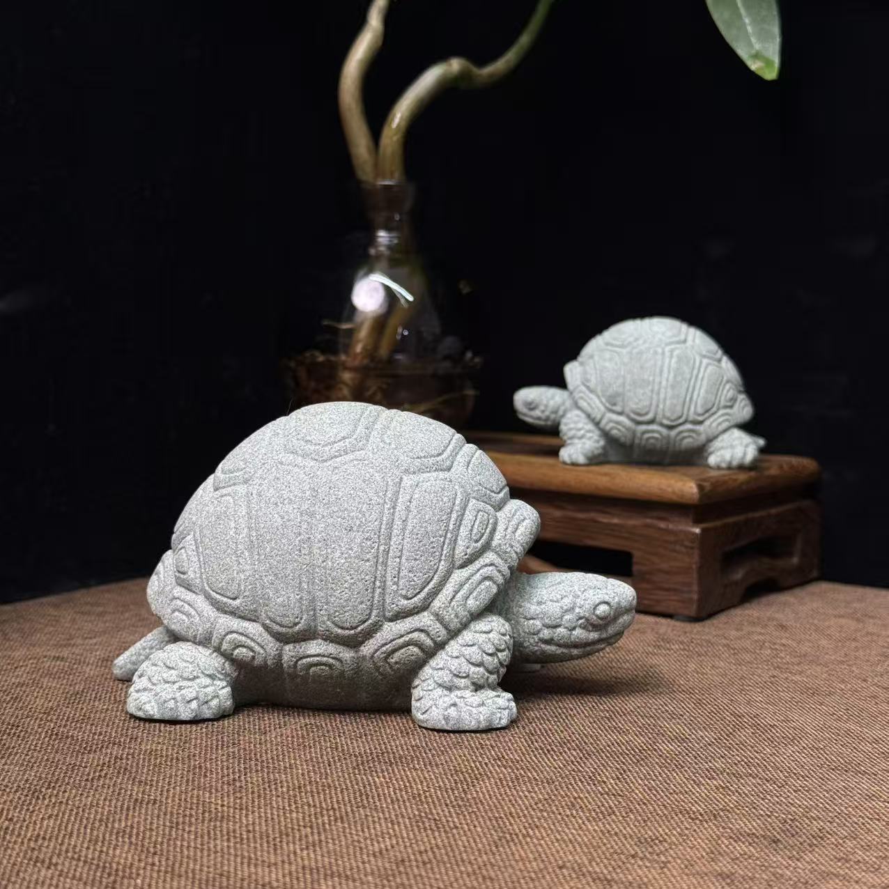 青砂石创意乌龟沉底鱼缸装饰摆件可爱精品可养茶玩茶道零配件茶宠
