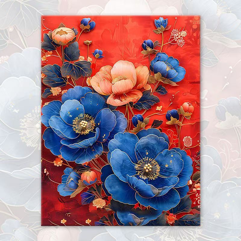 牡丹花高贵典雅大气手工DIY画家居装饰质感突出自画送人
