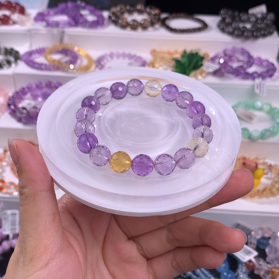 未镶嵌手链水晶高品紫黄多宝蹦迪珠
