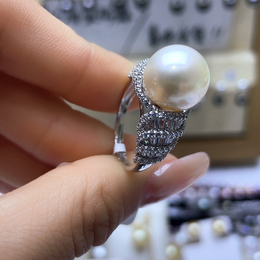 海水珍珠戒指银S925镶嵌