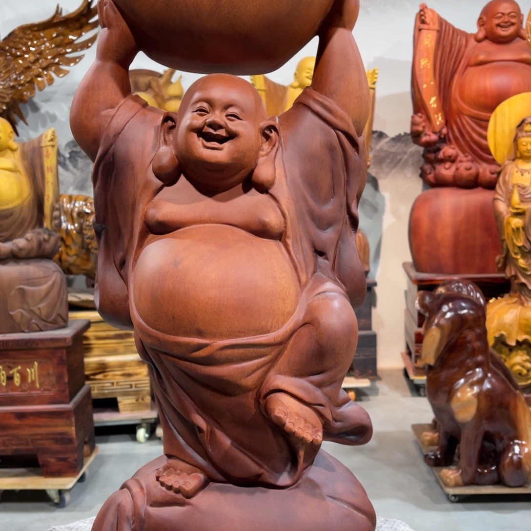 牛***科花梨木类非洲花梨木手工雕刻弥勒