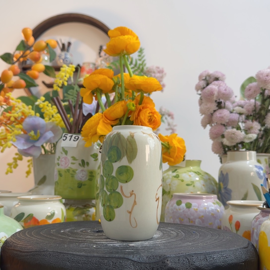 摆件景德镇手作陶瓷花瓶摆件无孔