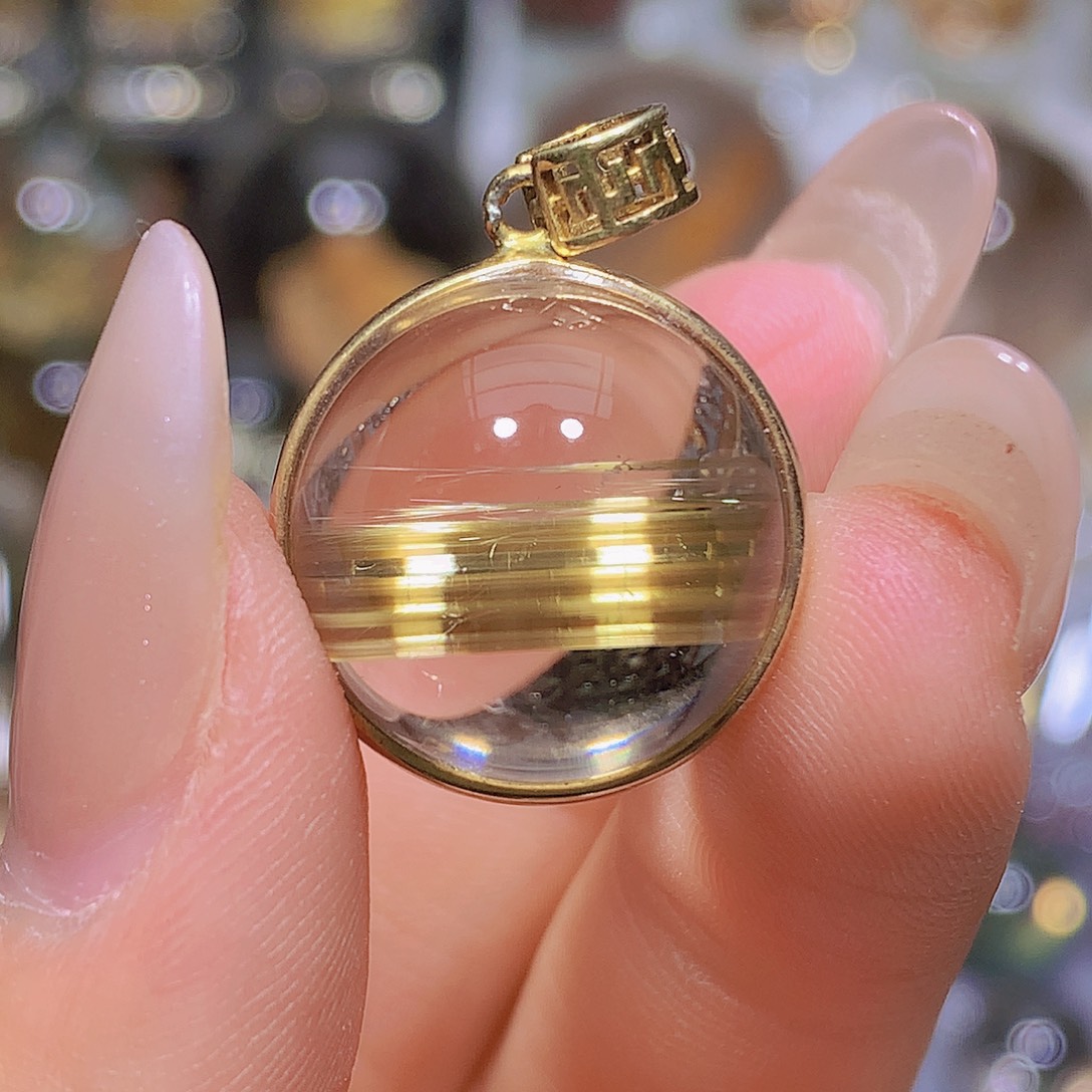 水晶珠宝半成品银S925镀金镶嵌吊坠