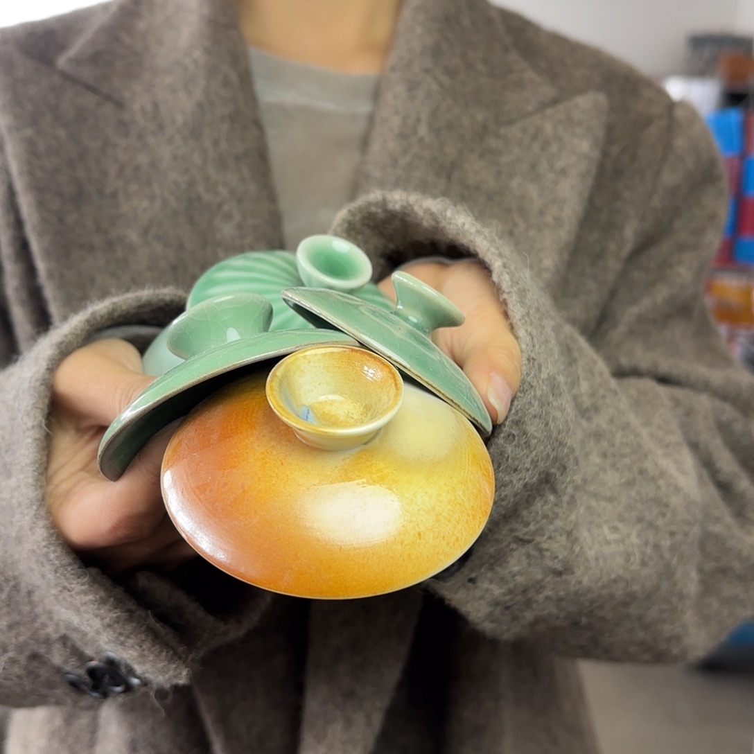 龙泉云间青瓷小米茶器