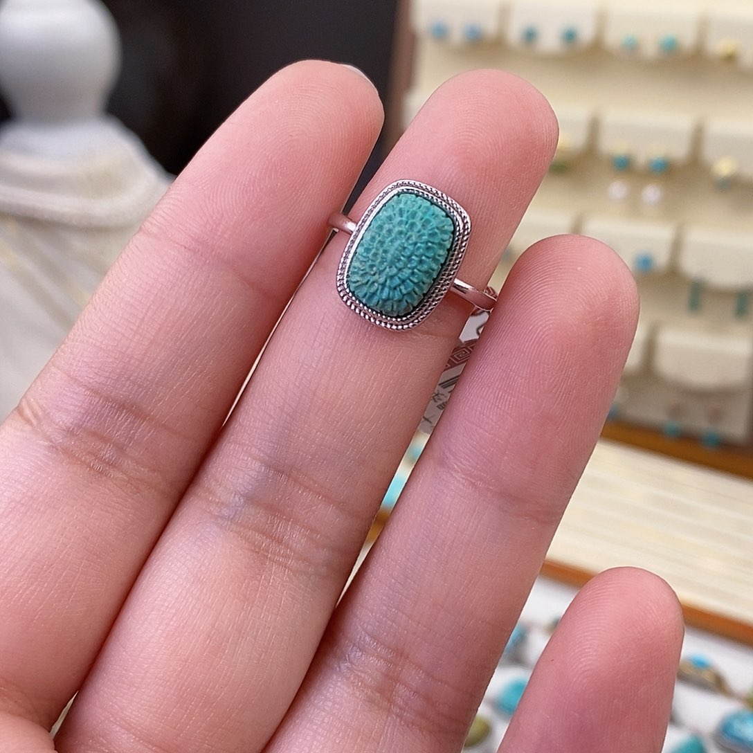 绿松石戒指银S925镶嵌