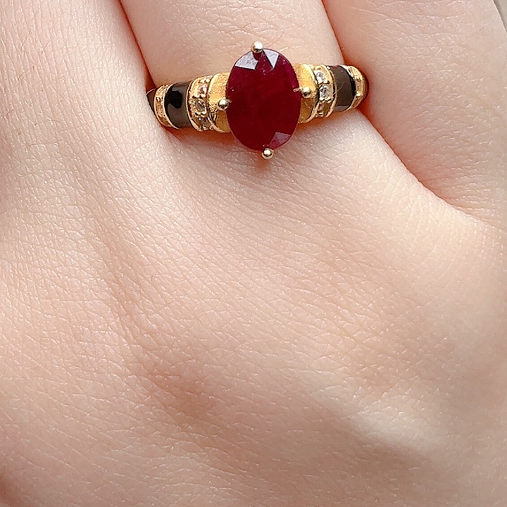 戒指银S925镶嵌红宝石