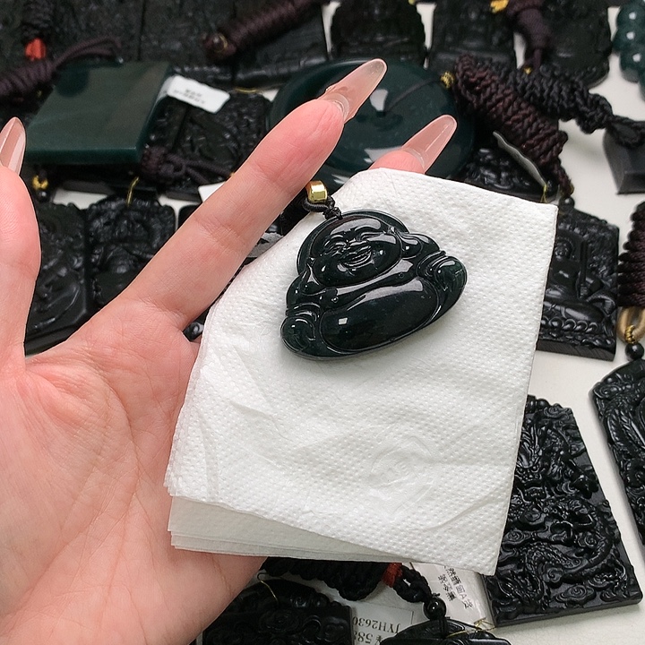 翡翠未镶嵌挂件天然a货钢琴黑挂件