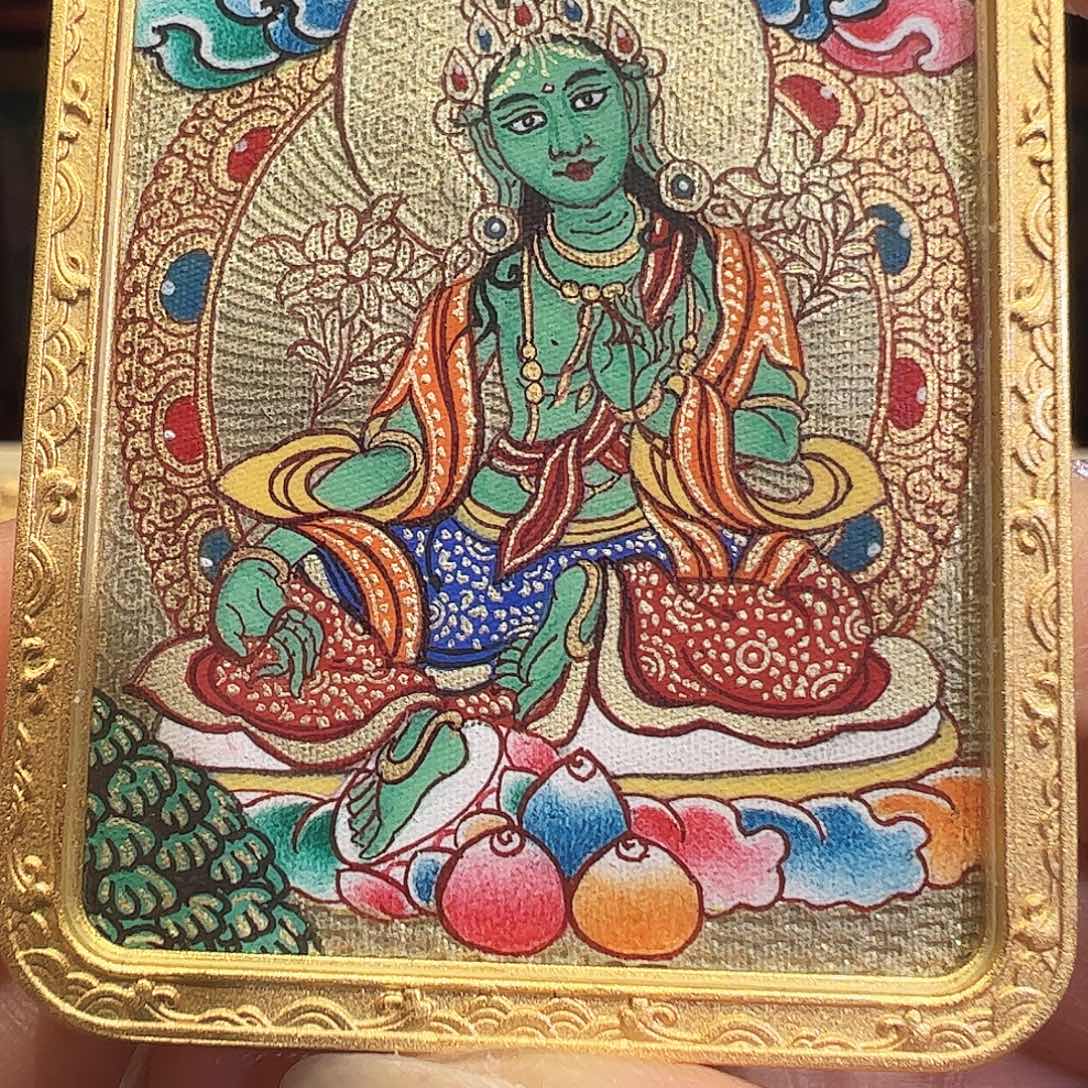 吊坠手绘唐卡绿度母