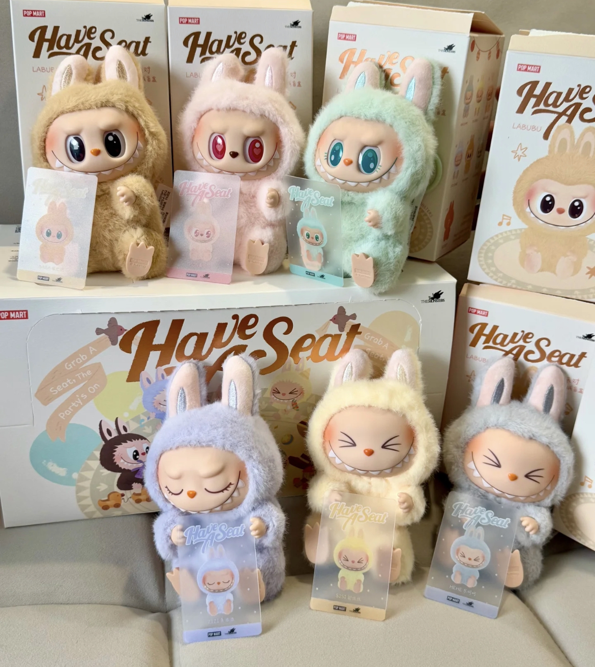 【拆盒】LABUBU坐坐派对搪胶毛绒盲盒拉布布马卡龙2代挂件