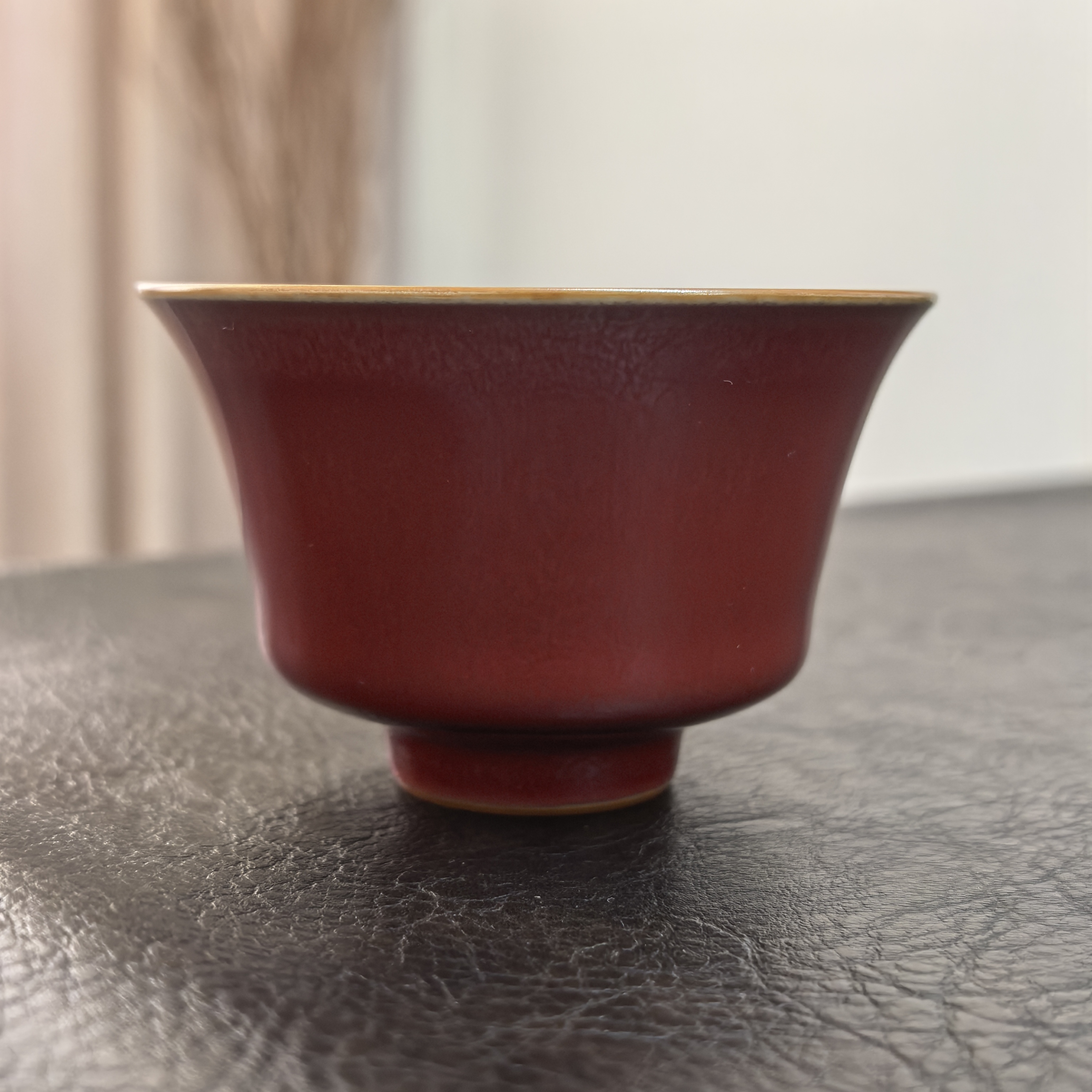 景德镇 谢小金 全手工汝窑豇豆红古兰杯主人杯茶杯