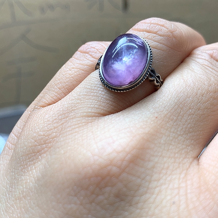 水晶水晶戒指银S925镶嵌