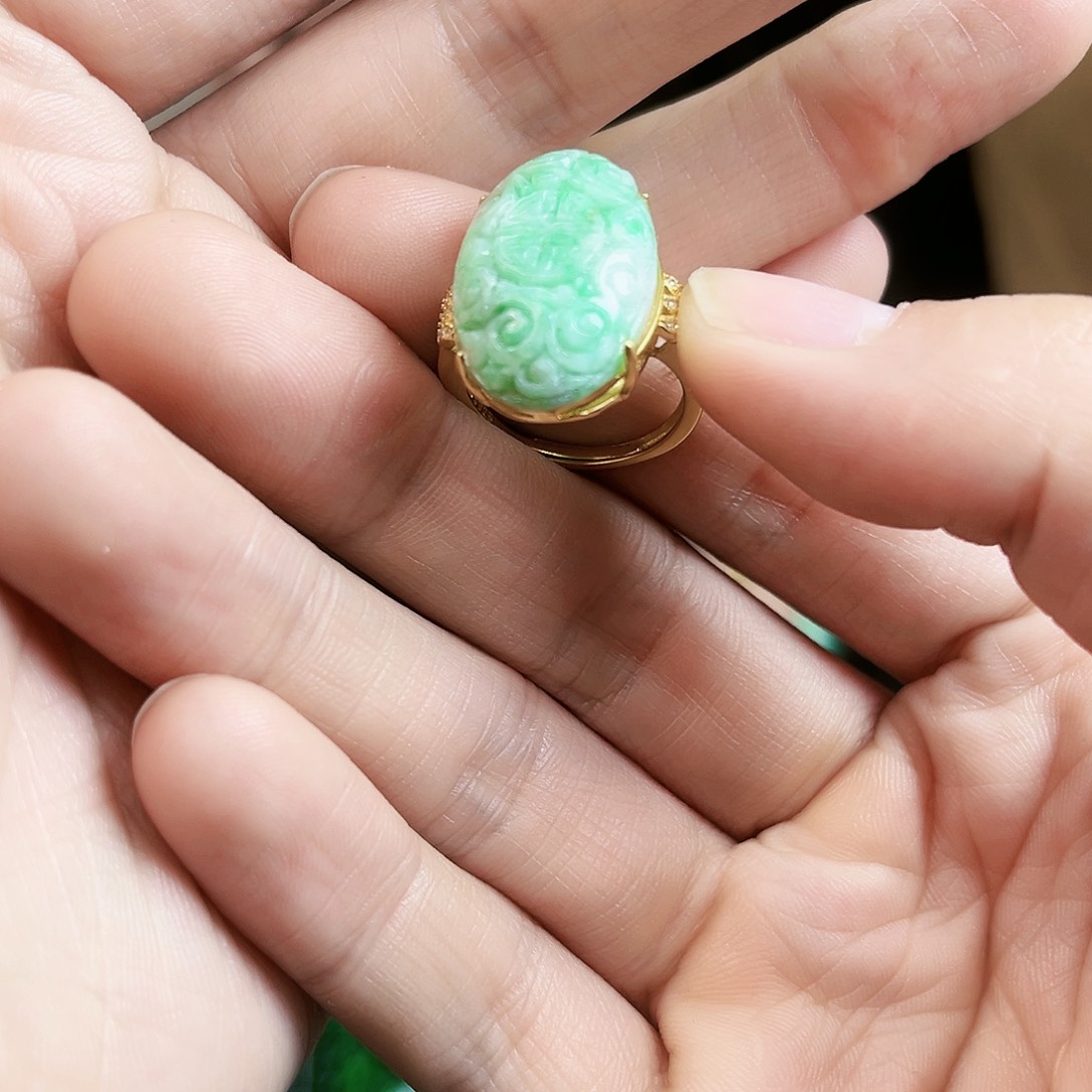 翡翠戒指银S925镶嵌戒指