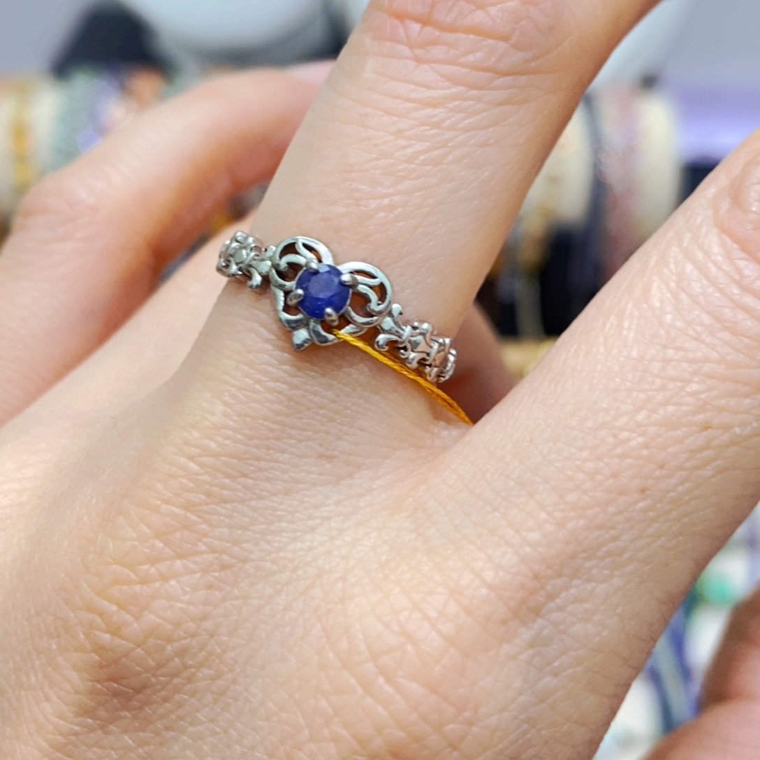 蓝宝石戒指银S925镶嵌