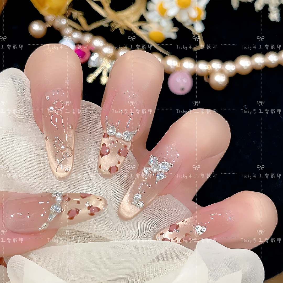 【甜心豹贝】手工可拆卸豹纹法式猫眼穿戴甲温柔可爱显白高级感