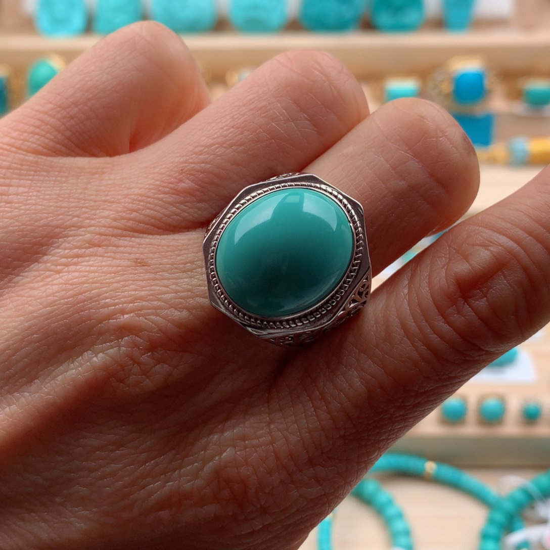绿松石珠宝奇石银S925镶嵌