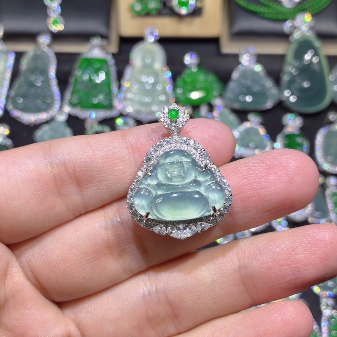 翡翠银S925镶嵌吊坠(赠链)