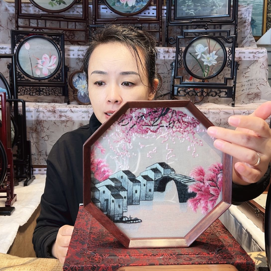 织绣苏绣摆台手工双面