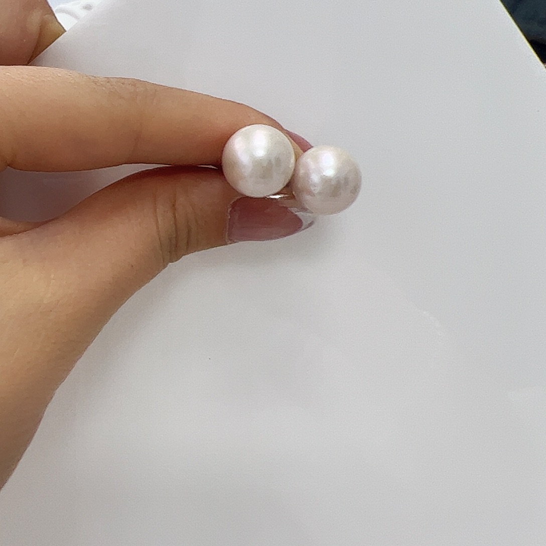 淡水珍珠耳钉银S925镶嵌g h 030