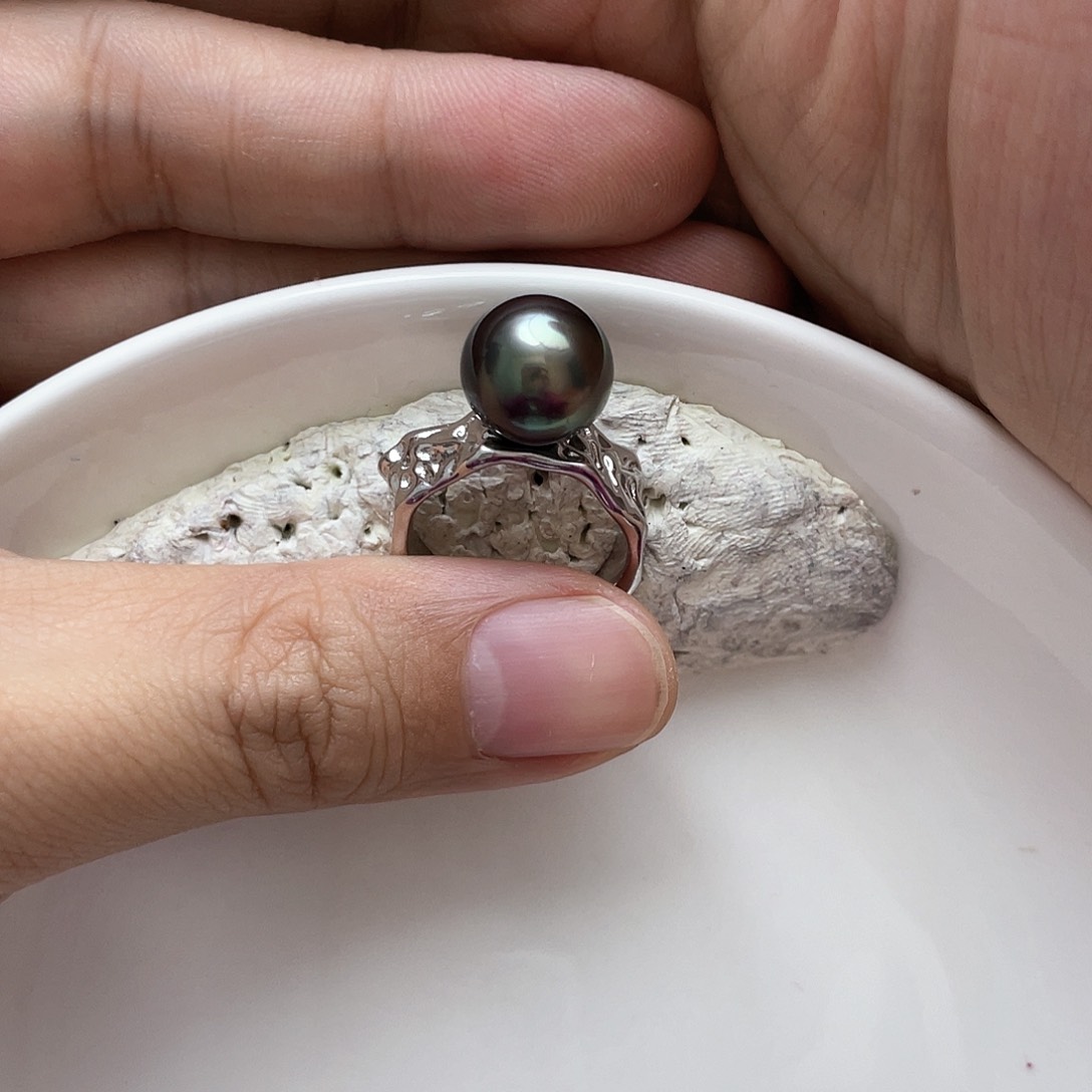 海水珍珠戒圈银S925镶嵌