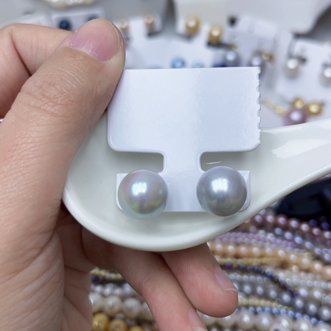 淡水珍珠耳饰银S925镶嵌
