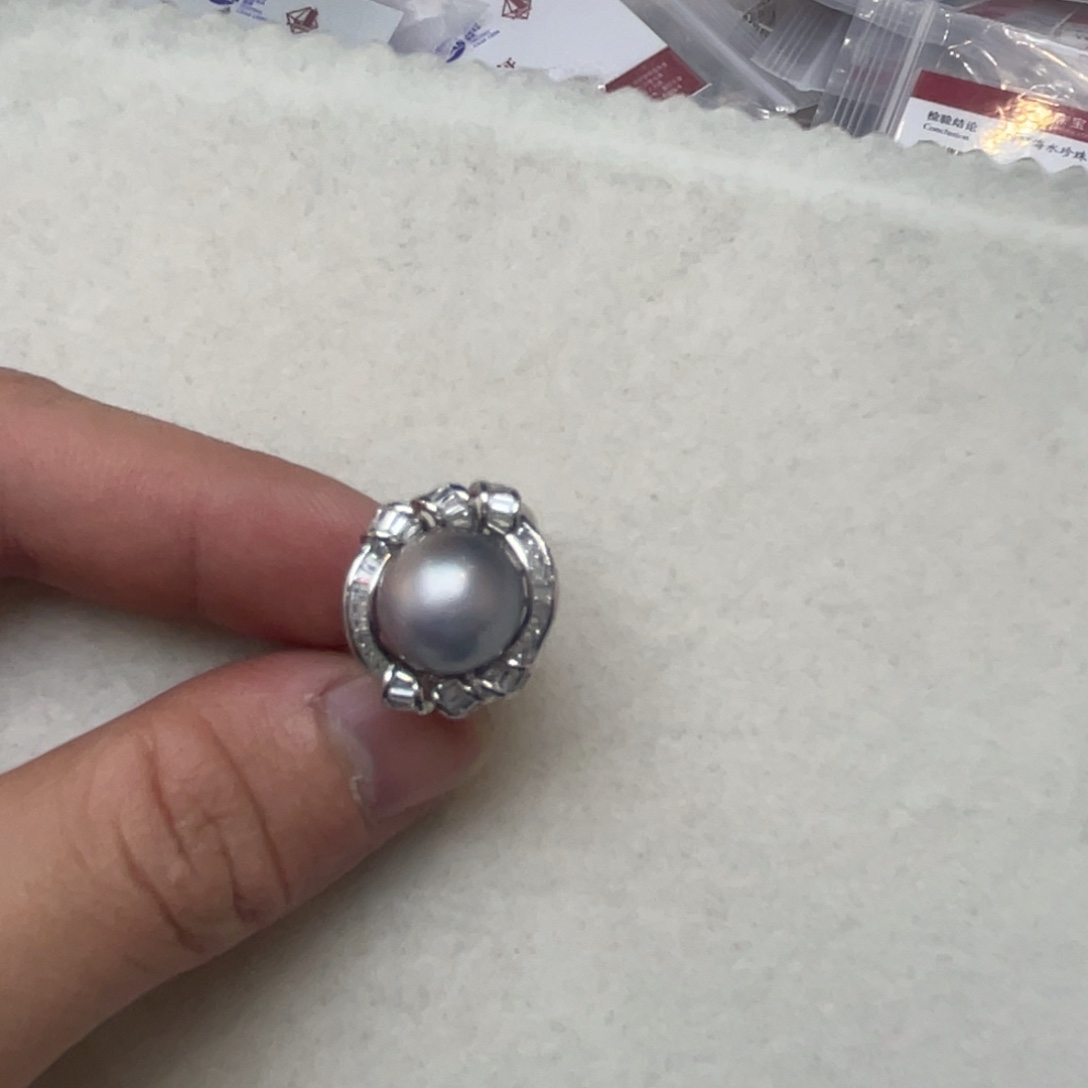 海水珍珠银S925镶嵌吊坠(不含链)