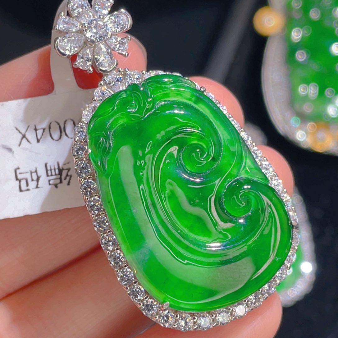 翡翠吊坠(不含链)银S925镶嵌