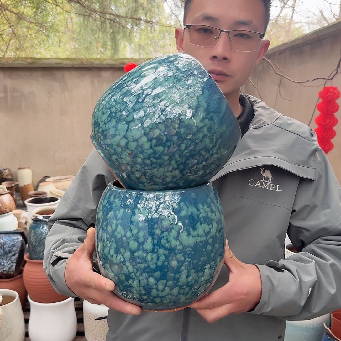 紫砂花盆口16高20（两个外贸蛋壳定制