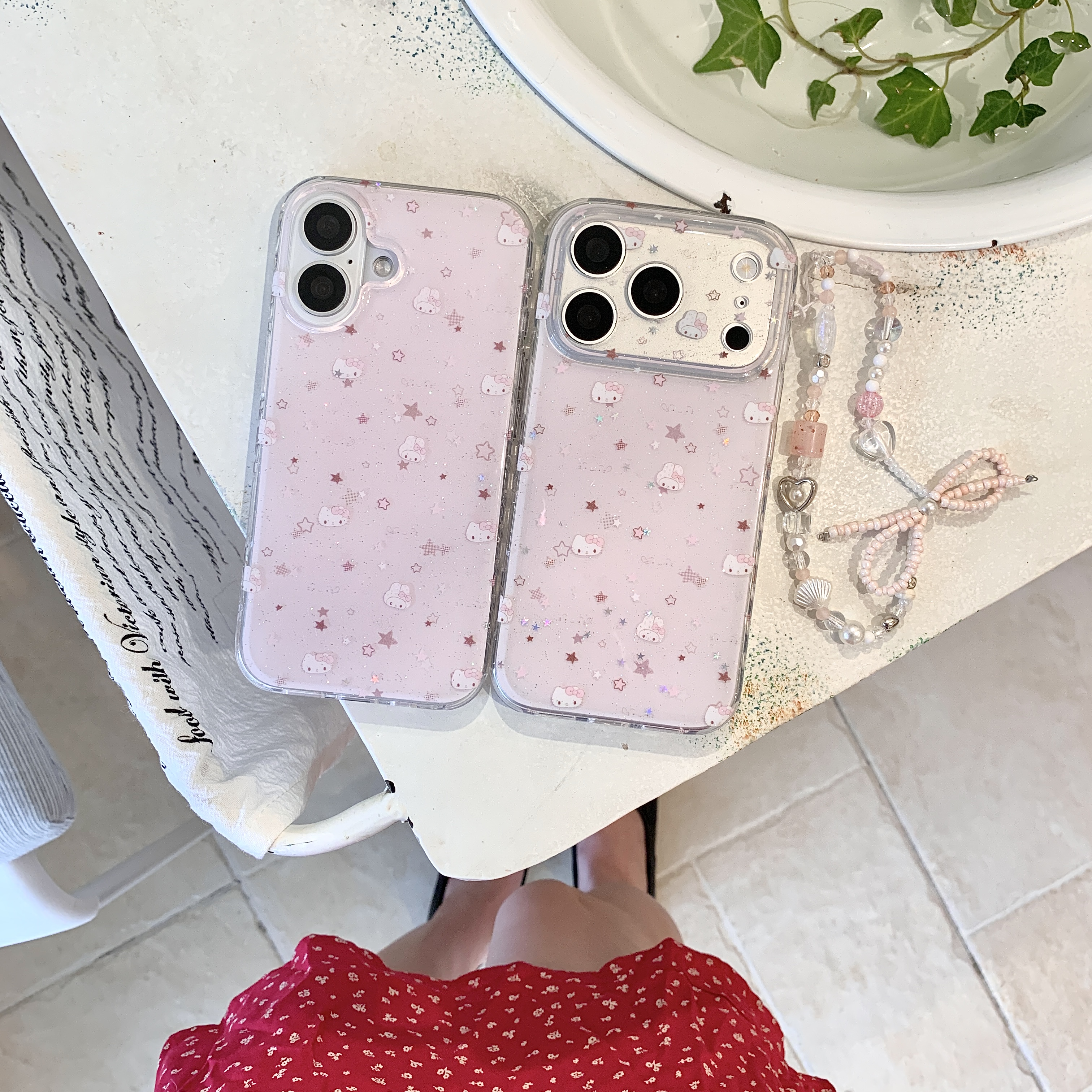 卡通粉色细闪星星美乐蒂kt适用iPhone17promax16苹果15手机壳14
