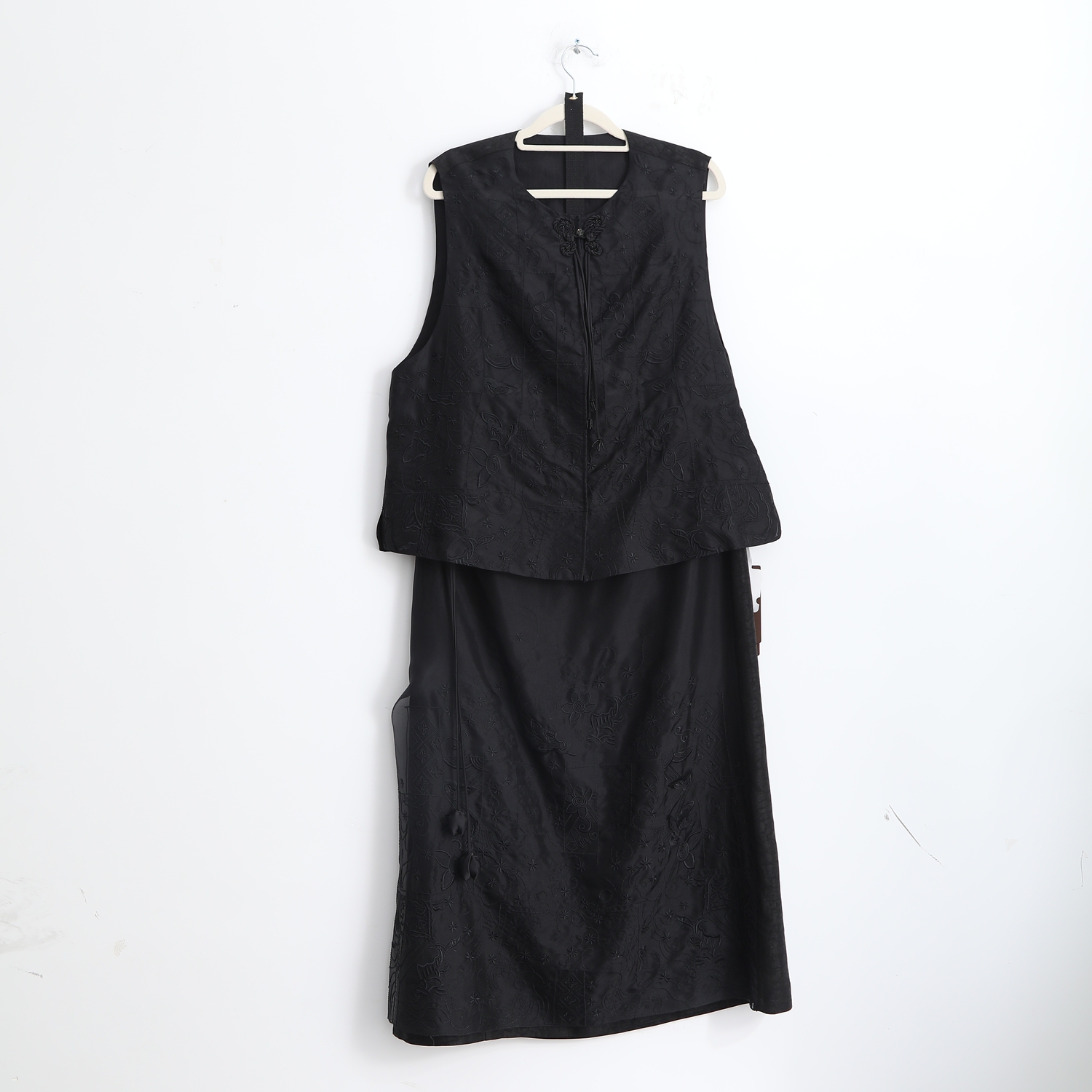 极简风时尚套装上衣国风马夹时尚复古女士背心套装9506黑色