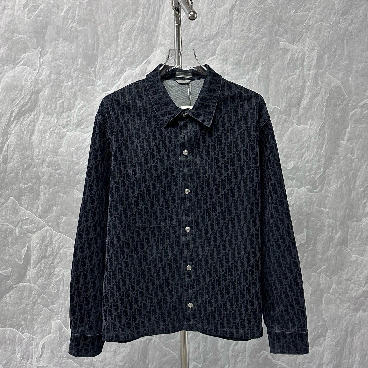 99新 DIOR/迪奥 老花满印植绒衬衫外套 50码 D15831