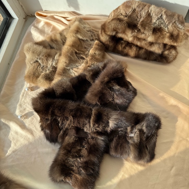 俄罗斯水貂毛拼接双面围巾秋冬时尚百搭加厚保暖围脖