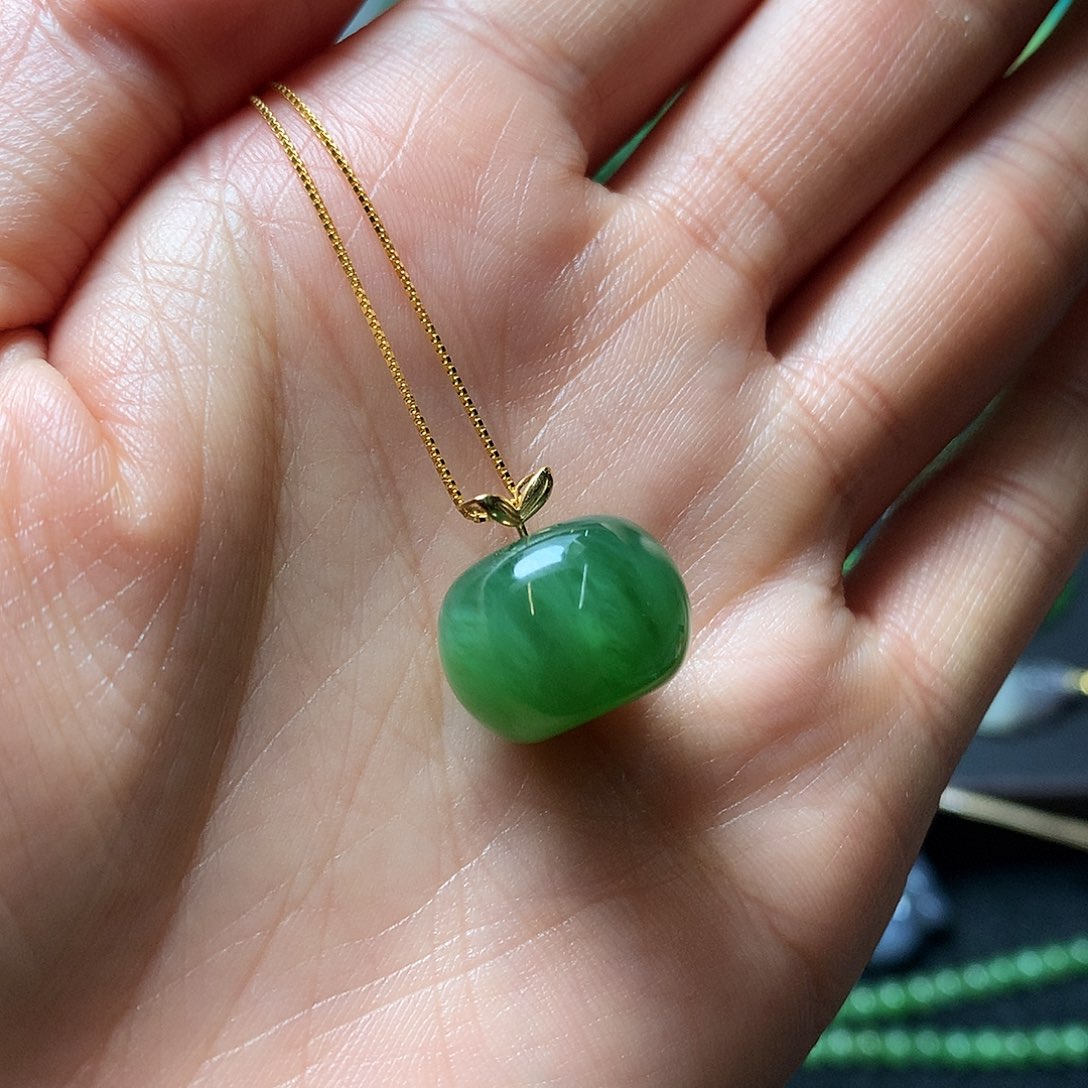 和田玉颈饰18K金镶嵌P*Y