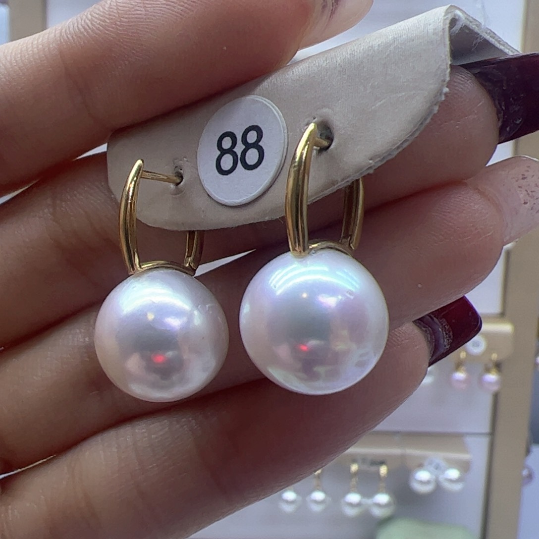 淡水珍珠耳饰18K金镶嵌