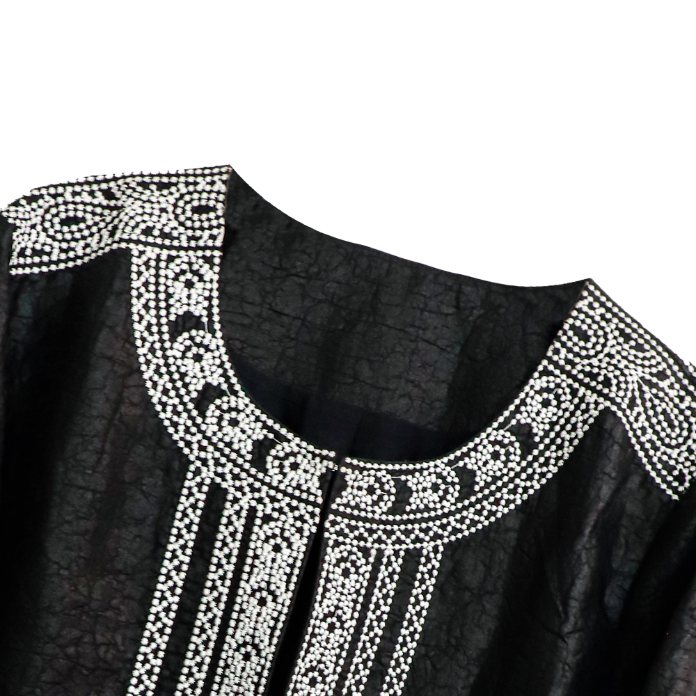 品牌新款桑蚕丝香云纱龟裂纹印花圆领上衣外套529067