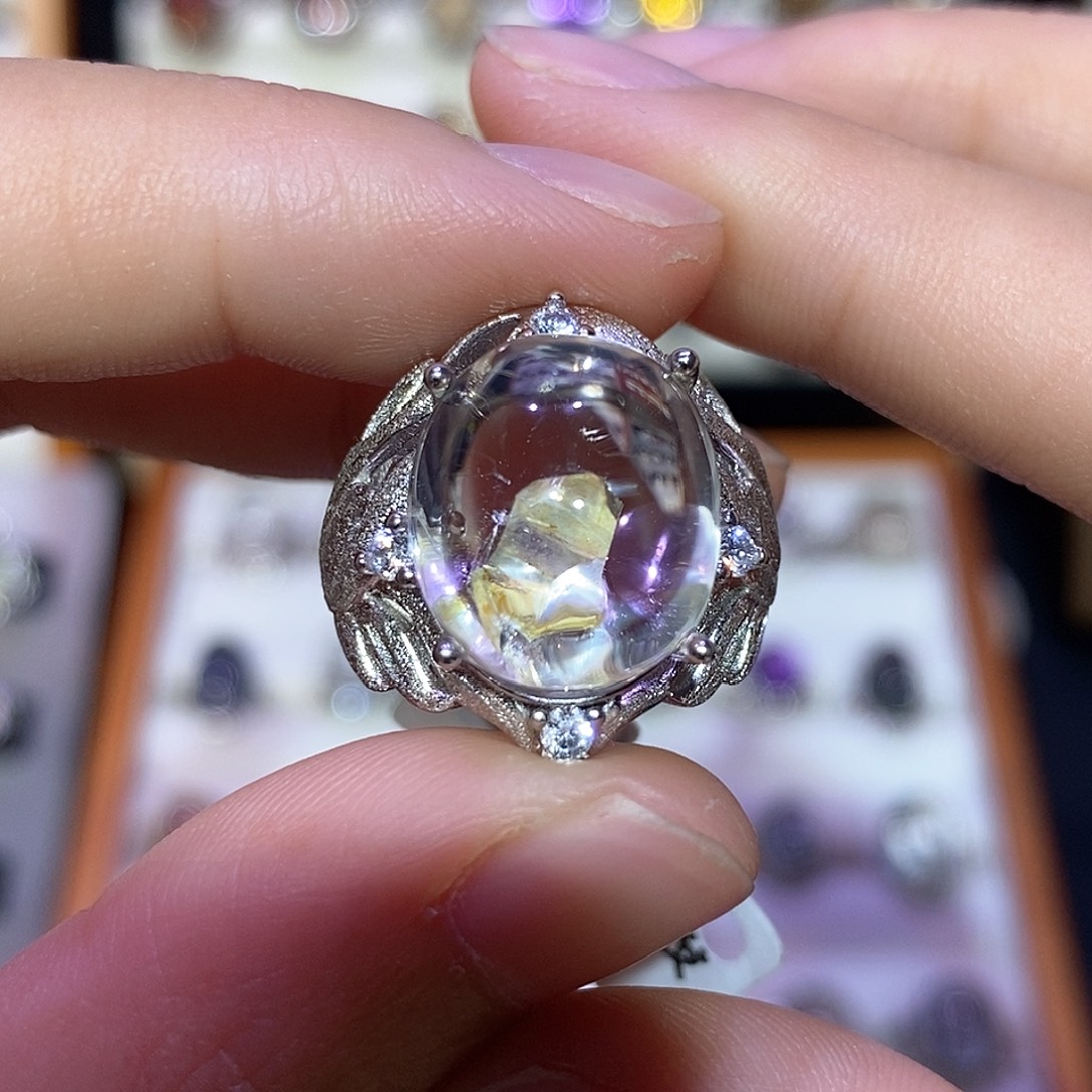 银S925镶嵌戒指水晶